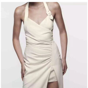 Women's Zara Maxi Dress Halter Neck White Size S